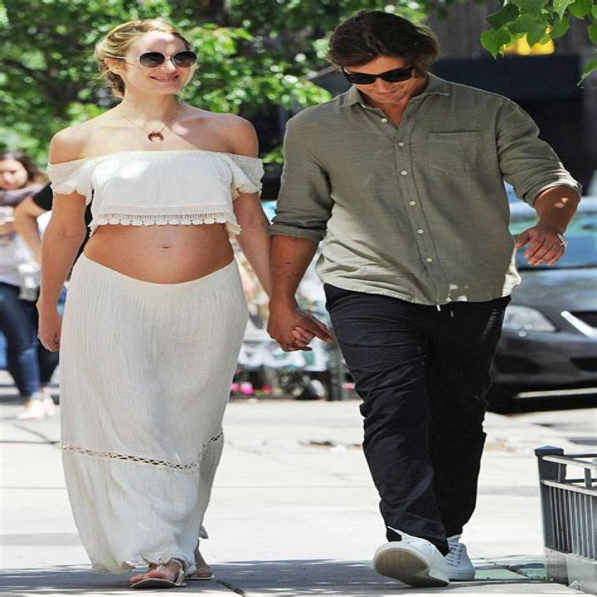 Candice Swanepoel Bares Belly Bump in Crop Top