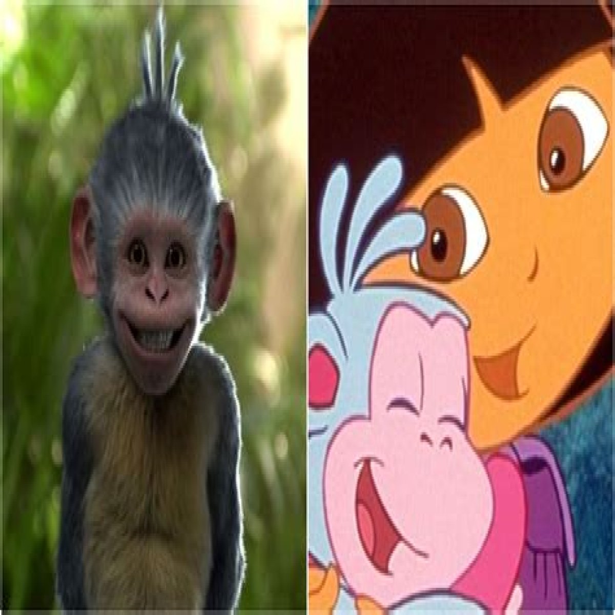 Cartoon girl who has a monkey friend named Boots
