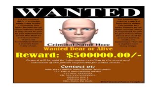 Fake name on a wanted poster