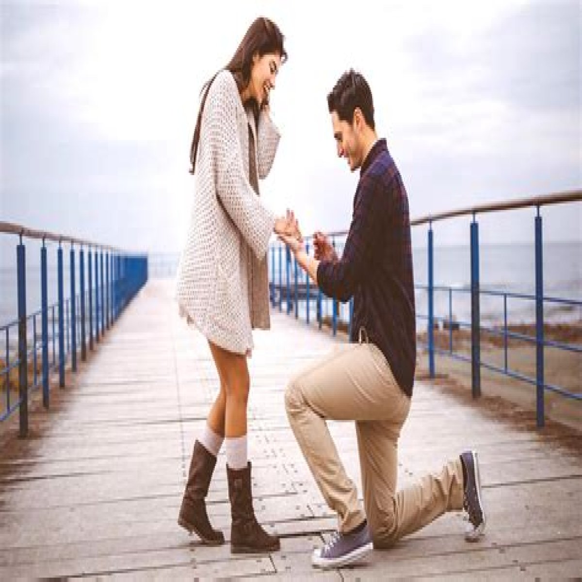 Get down on one ___ (prepare to propose)