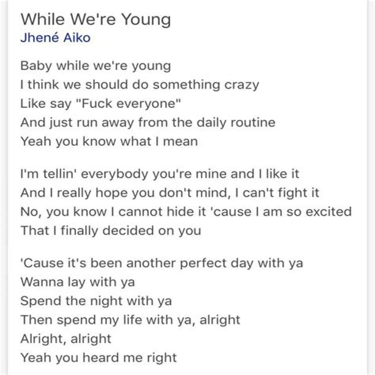 Jhene aiko while we were young lyrics