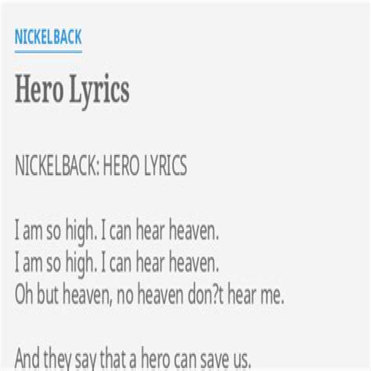 Nickelback
–
Hero lyrics