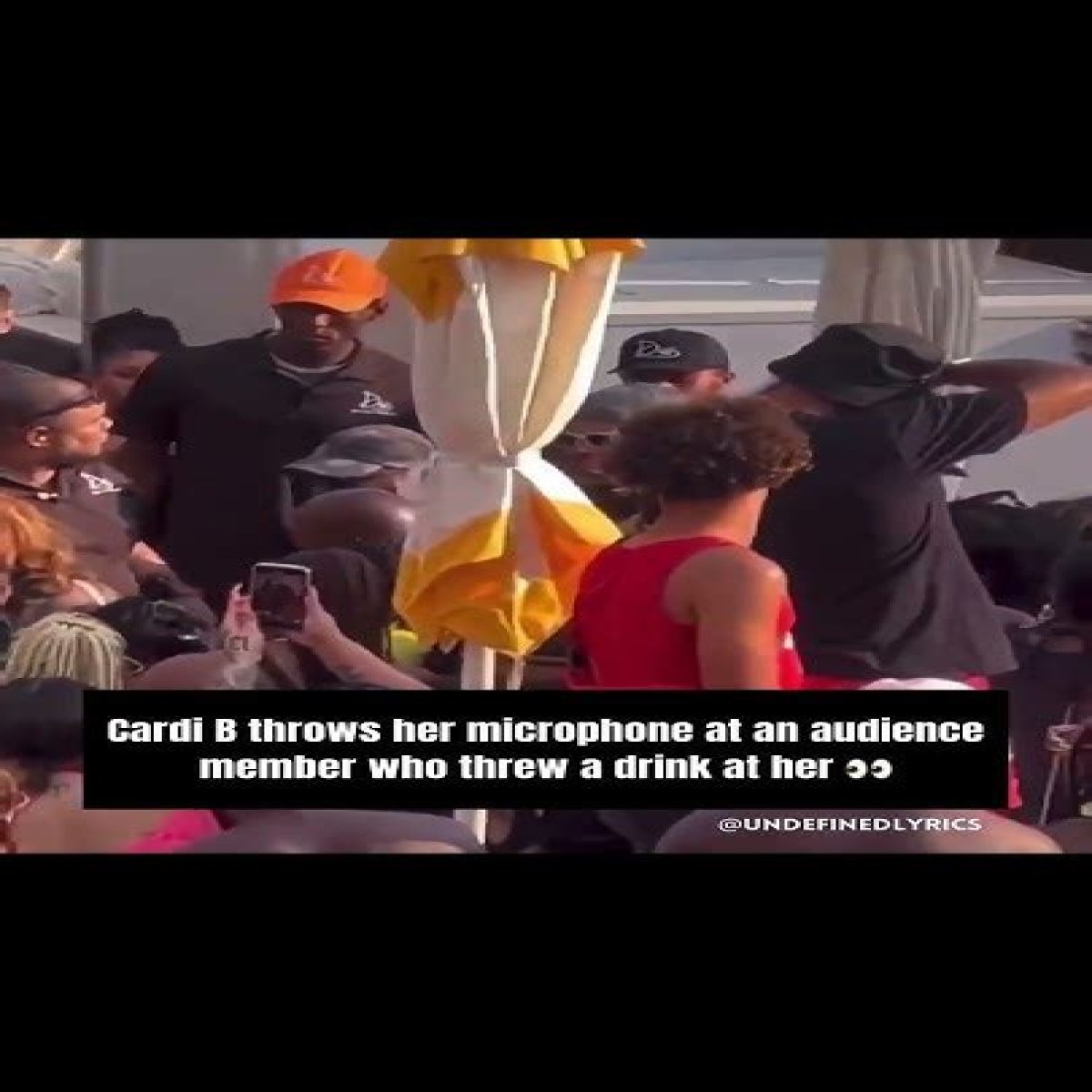 Someone threw their drink at Cardi B, so she threw her microphone at them