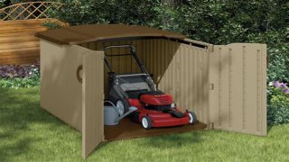 Storage building for a lawn mower