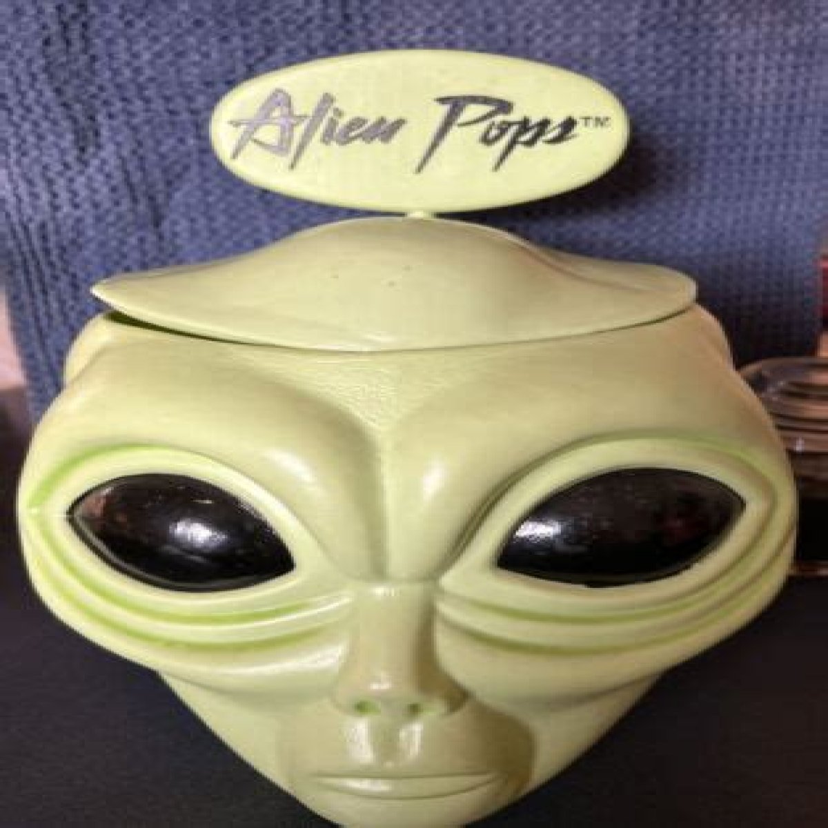 Vintage Alien Pops Blow Mold Lollipop Display Large Alian Head Halloween for Sale